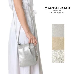サコッシュ メタリック シルバー ゴールド Marco Masi マルコマージ ショルダーバッグ レザー ポシェット 薄め レディース イタリア製 牛革 本革 3088