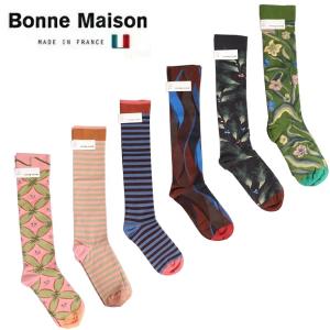 Bonne Maison ボンヌメゾン コットン ロング ソックス 2020aw レディース 靴下 フランス 送料無料 総柄｜carre-store
