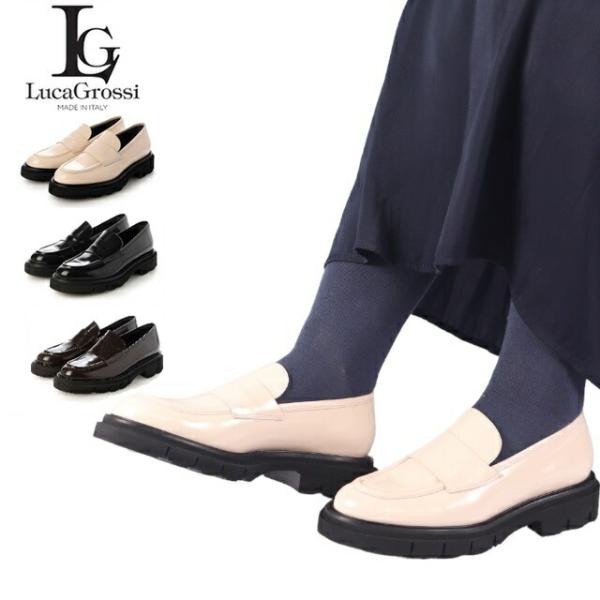 Luca Grossi ルカグロッシ レディース シューズ 厚底ヒール ローファー レザー G815...