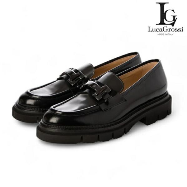 Luca Grossi ルカグロッシ レディース シューズ コンビローファー 2色 GREY BLA...