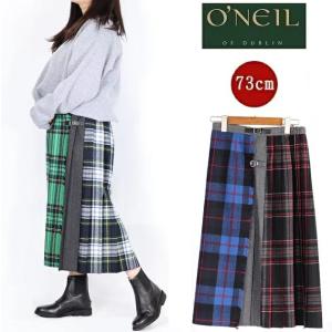 オニールオブダブリン ロングスカート O'NEIL OF DUBLIN パッチワーク コンビネーション ラップスカート 73cm  Patchwork Long Kilt  ミモレ丈 ひざ下｜carre-store