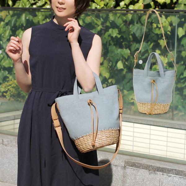 かごバッグ コットンデニム レディース レディス デニムトート 2WAY トートバッグ ショルダーバ...