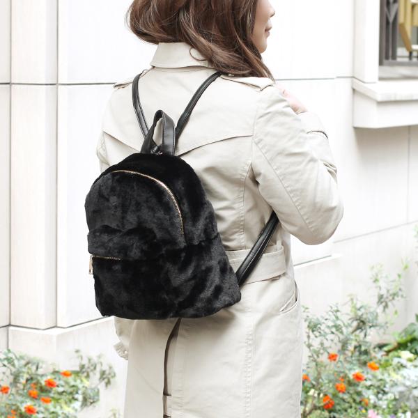 リュックサック 小さめ リュック ふわふわ おしゃれ 人気 レディース エコファーリュック 可愛い ...