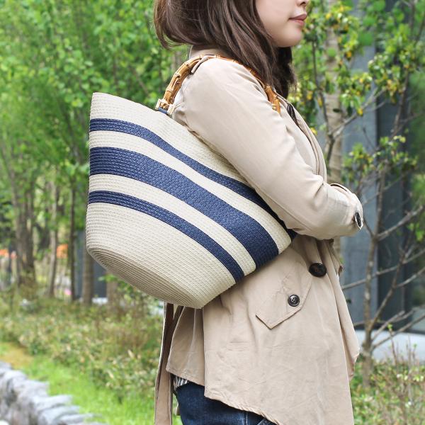 かごバッグ トート おしゃれ マリン ボーダー レディース トートバッグ 上品 大人 舟型 ショルダ...