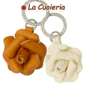 キーリング おしゃれ 革 ブランド 花 ローズ 薔薇 レディース レディス キーホルダー レザー イタリア La Cuoieria brand 送料無料