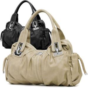 ボストンバッグ レザー調 プリーツ 二層式 A4 ピスタ 全2色