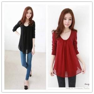 シフォンシャツ 長袖 チュニック シフォン ブラウス カット...