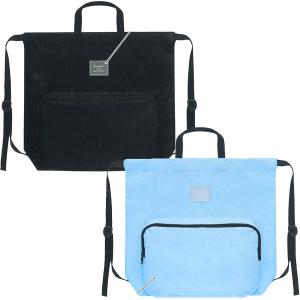 立体ポケット付き ナップサック プールバッグ 内側撥水加工 128587/ブラック 128588/ブルー C 2025年3月 サマーグッズ 女の子 男の子 シンプル 無地