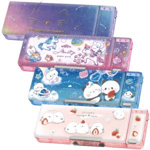 アルロック筆入 おしゃれな刺繍デザインの筆箱 最薄大容量 水色 : 筆箱