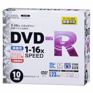 オーム電機 DVD-R 16倍速対応 録画用 10枚 スリムケース入