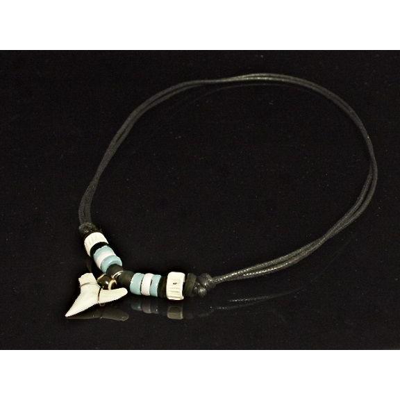 【送料無料】シャークトゥース　ターコイズカラービーズ　チョーカー【ネックレス】【メール便：送料無】【...