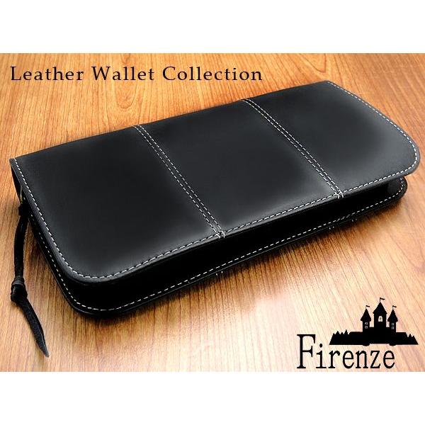 Firenze　本牛革ヴィンテージ加工シャイニーレザー長財布　メンズ　レディース