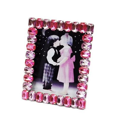 ラインストーンフォトフレーム　ピンクダイヤ　写真立て　レディース