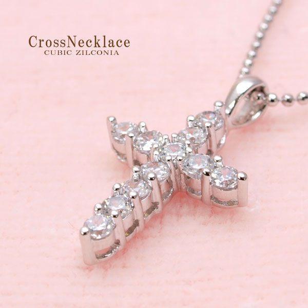 【送料無料】７０％ＯＦＦ】エレガント　クロスネックレスキュービックジルコニア/11石【レディース】【...