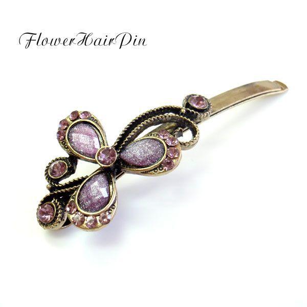 【送料無料】フラワーモチーフ　ヘアピン♪アンティーク仕上げ】レディース【メール便：送料無料】【代引き...