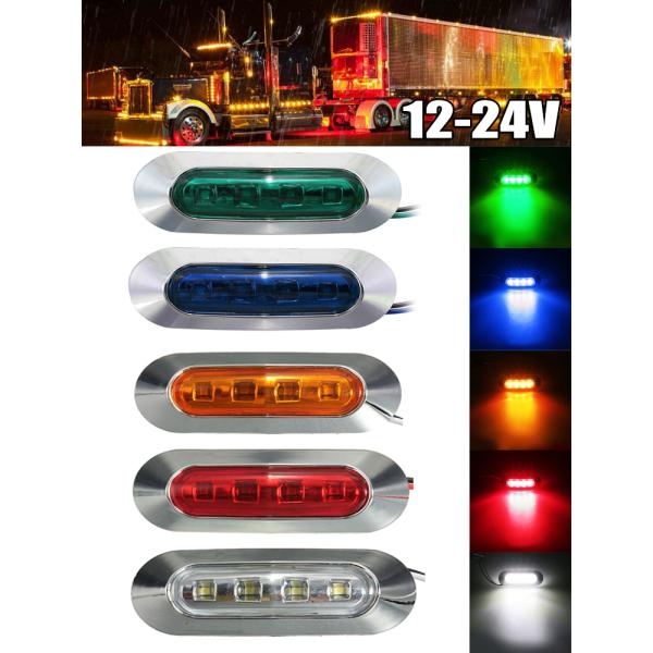 12V 24V 兼用 高輝度 LED 4連 10個セット 内蔵 カラーレンズ 小型 汎用 クロームメ...