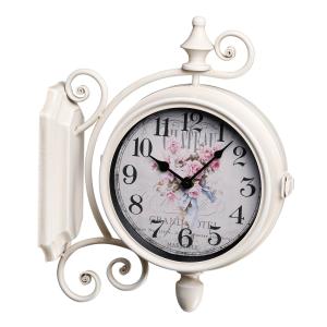 両面時計 壁掛け時計 掛け時計 おしゃれ ヨーロピアン クラシック アンティーク エレガント 薔薇 バラ ローズ