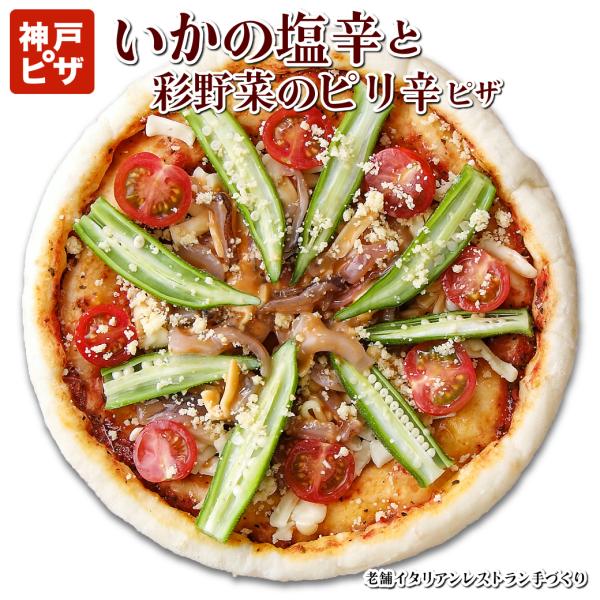 【北海道直送】漁火仕立「いかの塩辛」と彩野菜のピリ辛ピッツア【単品ピザ】オクラ・トマト/イカの塩辛/...