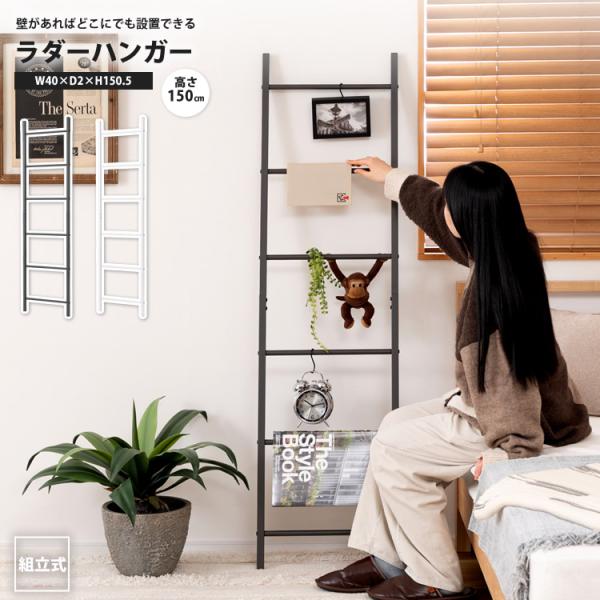 ラダーハンガー おしゃれ ハンガーラック 北欧 はしご型 立てかけ MIP-17 DGY/WH ラダ...