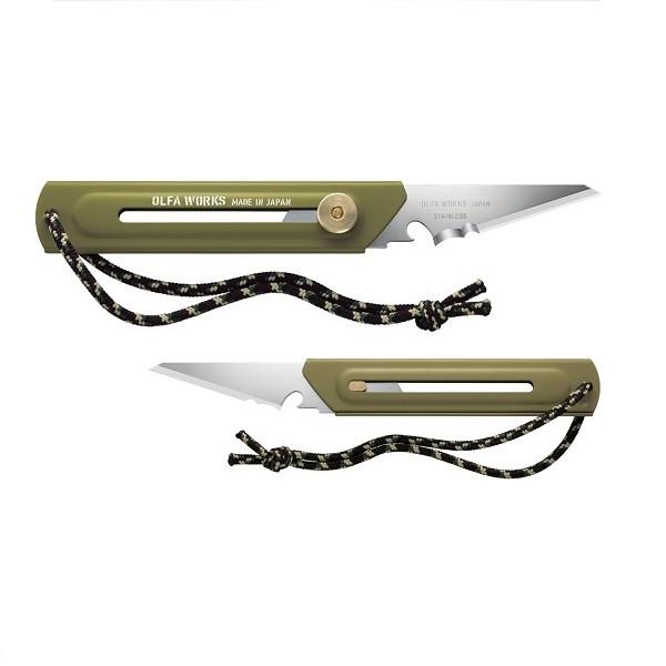 オルファワークス 替刃式のブッシュクラフトナイフBK1 オリーブドラブ 4901165301543