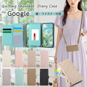 スマホケース ショルダー タイプ 鏡付き Google Pixel 10a 9a 7 8 9 Pro a 5G ケース 手帳型 ショルダー キルティング  GooglePixel9a GooglePixel10a
