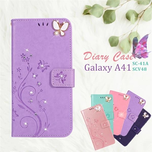 Galaxy a41 sc-41a 手帳型 ケース キラキラ Galaxy A41 SCV48 SC...