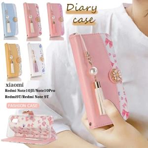 Xiaomi Redmi 9Tケース 手帳型 ピンクリボン Redmi Note 9T 5Gケース カバー マグネット Redmi Note 10 JE XIG02ケース フラワー かわいい Note 10 Pro