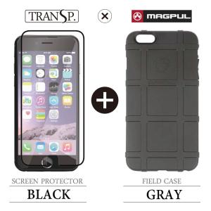 ミリタリー MAGPUL Field Case iPhone 6Plus 6sPlus Grey × SCREEN PROTECTOR Black フィルム ケースセット 銃器アクセサリー 耐衝に強い｜caseplay