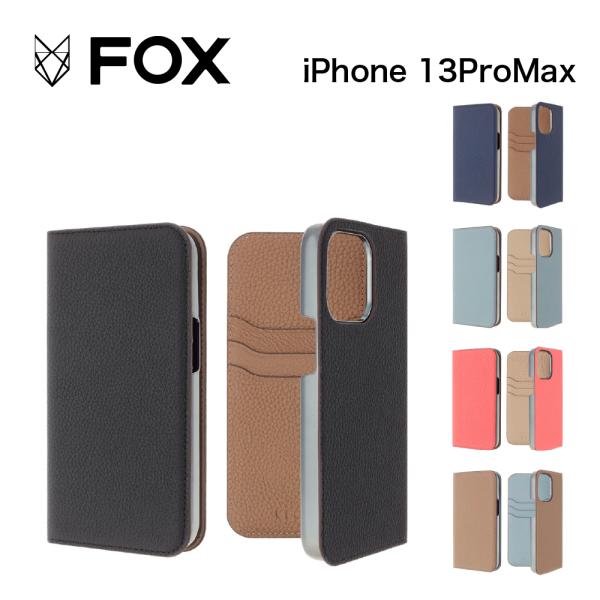 iPhone13 Pro Max FOX スマホケース 手帳型 本革 レザー おしゃれ かわいい 高...