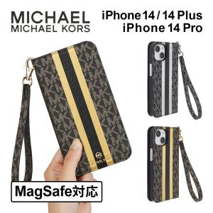 マイケルコース iPhone14 14plus 14pro ケース MagSafe対応 MICHAEL KORS スマホケース ブランド ハンドストラップ 手帳型 プラス プロ｜caseplay