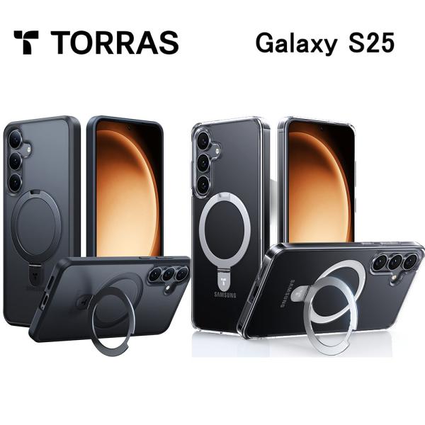 Torras - Ostand for Galaxy S25 ケース 黒 クリア  半透明 耐衝撃 ...