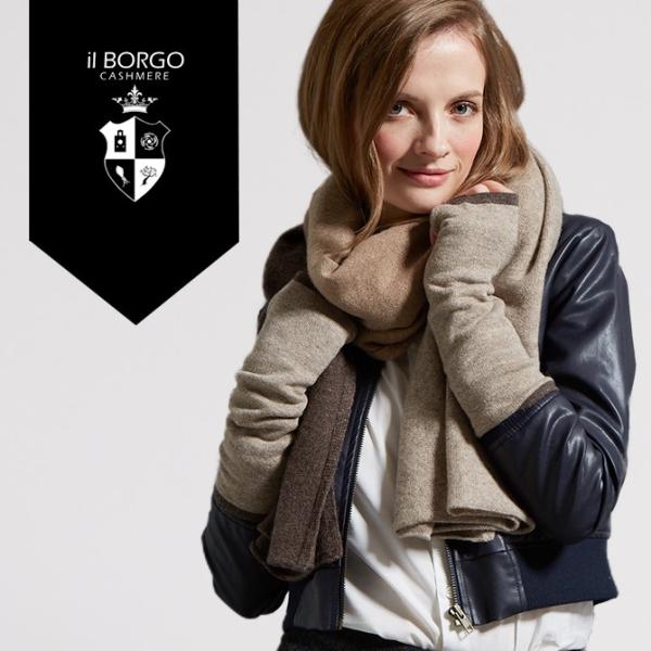 『IL BORGO カシミヤ100％トリコロールマフラー＆アームウォーマー/TRICOLOLL MA...