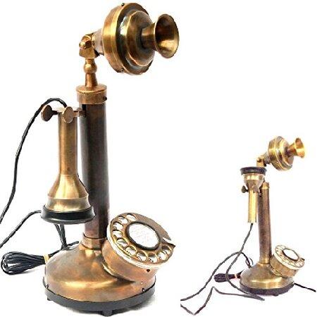ヴィンテージアンティークローソク足 ロータリーダイヤル電話 真鍮仕上げ テーブル装飾電話 並行輸入品