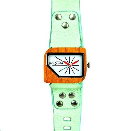 Mistura Pellicano 腕時計 ミントストラップ チーク材 ホワイトダイヤル 並行輸入品