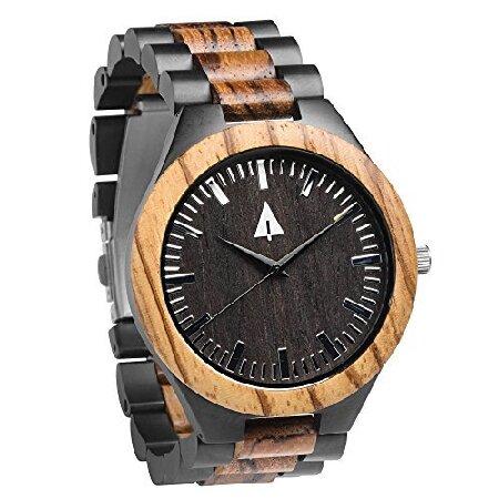 Treehut メンズ 木製 シルバー ステンレススチール プレミアム品質 腕時計 クォーツ アナロ...