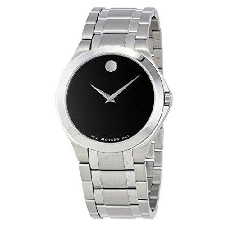 Movado Men &apos;s Steelブレスレット＆ Caseクォーツブラックダイヤルアナログ腕時計...