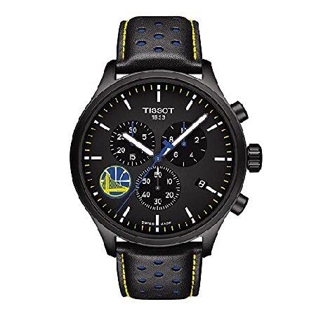 Tissot Men&apos;s 45mm Black Leather Band IP Steel Case...