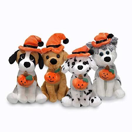 Plushland ハロウィン Pawpals 8インチ 子犬 ぬいぐるみ 帽子とハロウィン ジャッ...