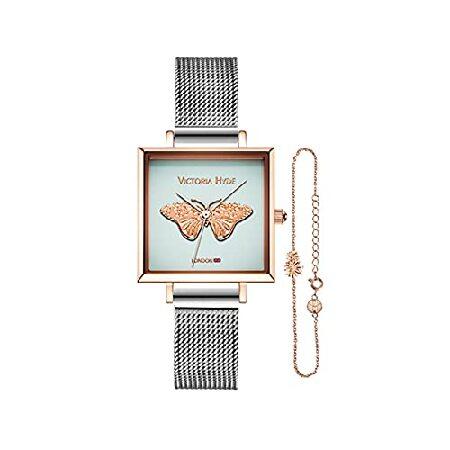 VICTORIA HYDE エレガントな女性用クォーツ腕時計。ステンレススチールメッシュストラップと...
