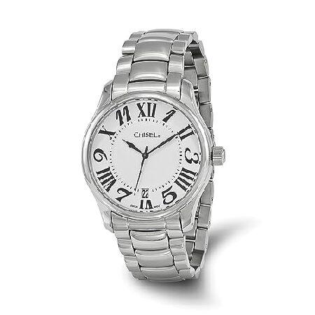 Men&apos;s Chisel Stainless Steel White Dial Watch 8.5&quot;...