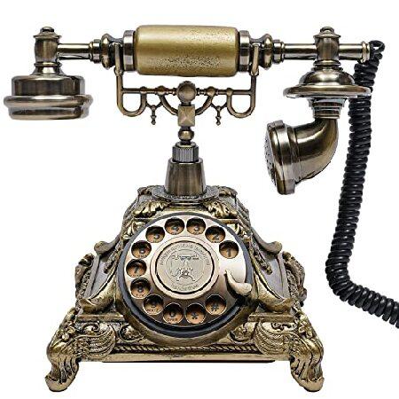 アンティーク電話 昔ながらの電話 固定電話 コード付き レトロ電話 ヴィンテージ電話 ロータリーダイ...