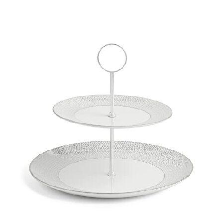 Wedgwood Gio Platinum Two-Tier Cake Stand, 9.25&quot;, ...