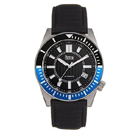 Reign Francis Leather-Band Watch w/Date, Black/Blu...