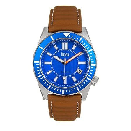 Reign Francis Leather-Band Watch w/Date, Brown/Blu...