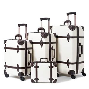 NZBZ Vintage Luggage Sets of 4 Pieces Cute Retro Suitcases with Spinner Wheels Vintage Trunk Luggage with TSA Lock for Men and Women 14