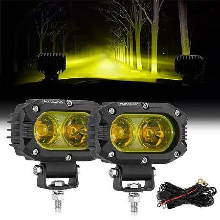 Auxbeam LED アンバー フォグライト 4インチ 60W LED アンバー ドライビング オ...