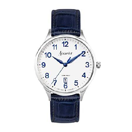 Accurist クラシック 37mm クォーツ腕時計 アナログ表示, ホワイト、ブルーストラップ。...