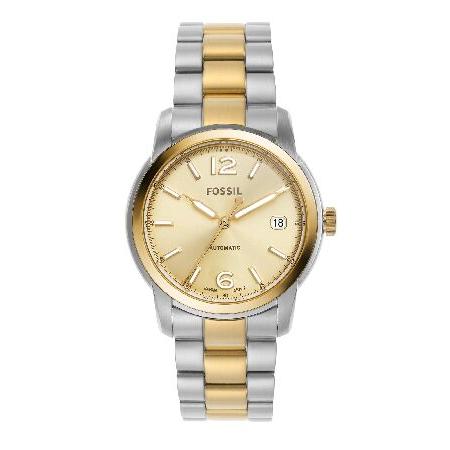 Fossil Heritage 自動巻きベージュゴールドダイヤルツートーンユニ腕時計 ME3228 ...