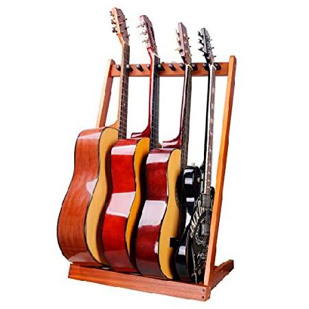 HilerPunk ギタースタンド 木製マルチギタースタンド ギターディスプレイラック フェルトパッ...