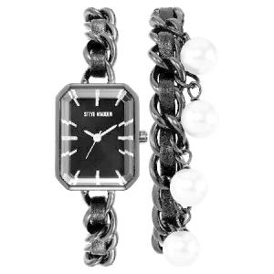 Steve Madden Women's Chain Watch and Bracelet Set 並行輸入品